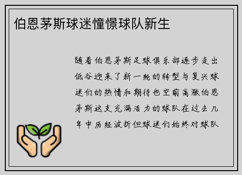 伯恩茅斯球迷憧憬球队新生 伯恩茅斯球迷憧憬球队新生